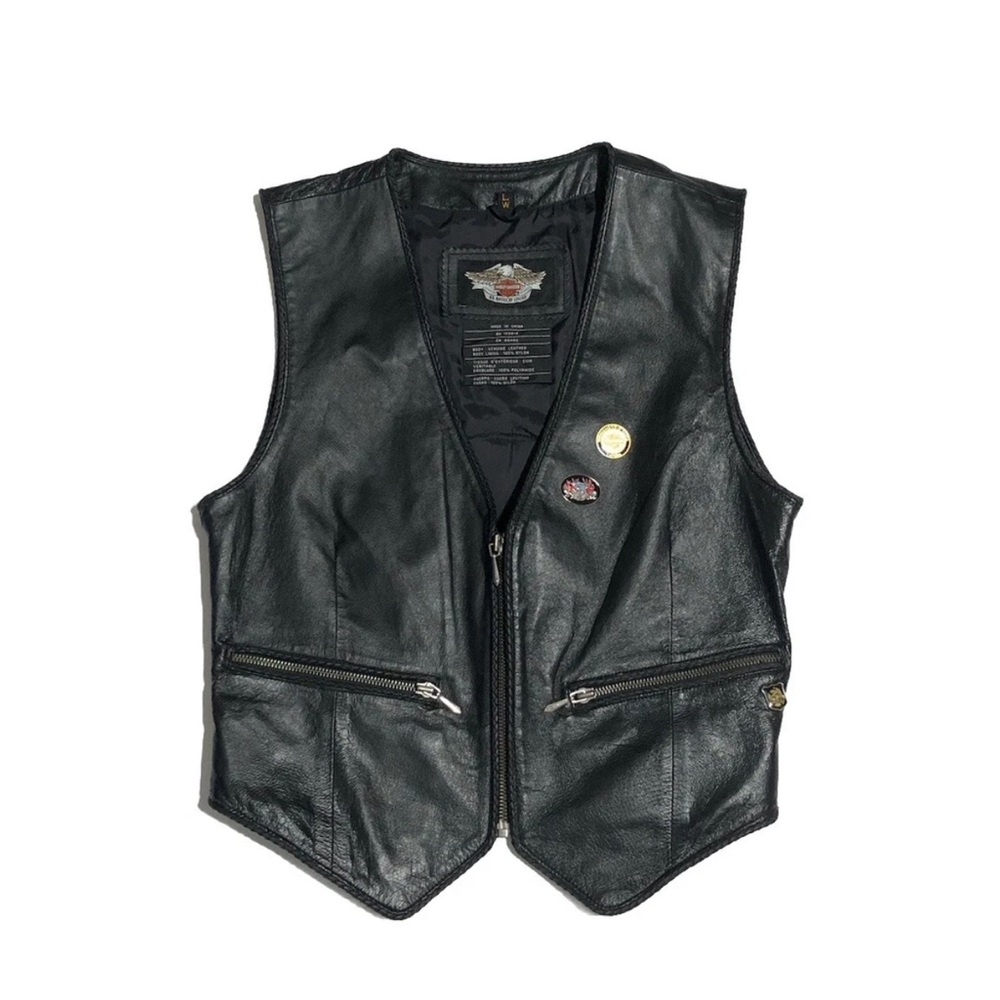 Harley Davidson Women’s Black Genuine Leather Full Zip Vest